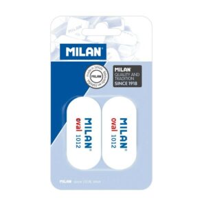 Milan 1012 Confezione da 2 Gomme Ovali - Morbida Gomma Sintetica - Colore Bianco