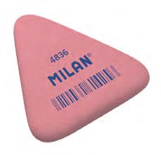 Milan 4836 Gomma Triangolare Flessibile - Briciola di Pane - Gomma Sintetica - Confezionata Singolarmente - Colore Rosa