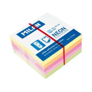 Milan Blocco da 250 Mini Sticky Notes Neon - Rimovibile - Misure 50mm x 50mm - Colori Assortiti