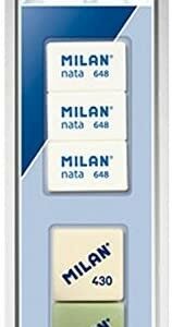 Milan Confezione da 5 Gomme + 3 Gomme Rettangolari Crema 648 + 2 Gomme Quadrate 430 - Colori Assortiti