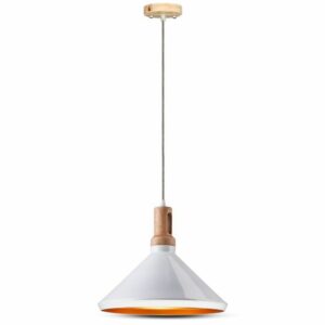 Modern Pendant Light Wooden Top Iron White Color D:250mm