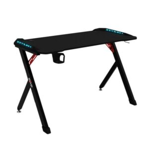 Muvip PRO1200 Tavolo da Gioco in Fibra di Carbonio con Luce RGB - Solido - Ampia Superficie - Portabicchieri - Gancio per Cuffie - Misura 120x60x75cm - Colore Nero