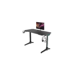 Muvip PRO600 Tavolo da Gioco in Fibra di Carbonio - Illuminazione RGB - Portabicchieri - Gancio per Cuffie - Gambe con Laterale in Alluminio - Misure 113x60x75cm