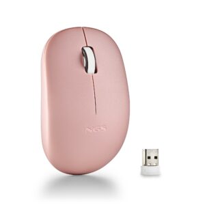 Ngs Mouse Wireless 2.4 Ghz,Con Rotella, Silenzioso, Usb Nano, Rosa