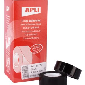 Nastro Adesivo Apli Nero 19mm x 33m - Resistente all'acqua e agli agenti atmosferici - Facile da tagliare con le mani - Ideale per uso esterno Nero