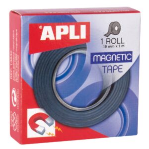 Nastro adesivo magnetico Apli 19mm x 1m - Facile da tagliare e incollare - Ideale per artigianato e organizzazione - Nero