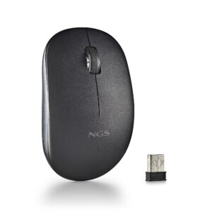 Ngs Mouse Wireless 2.4 Ghz,Con Rotella, Silenzioso, Usb Nano, Nero