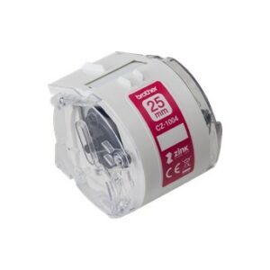 ORIGINALE Brother Etichette Bianco / Trasparente CZ-1004 25 mm Rotolo di etichette colorate 25 mm x 5 m, autoadesive