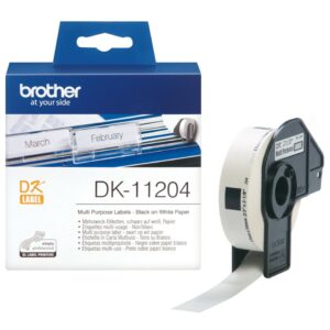 ORIGINALE Brother Etichette Nero su bianco DK-11204 etichette in carta multiuso, 17x54 mm bainco 400 et/ruolo