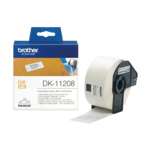 ORIGINALE Brother Etichette Nero su bianco DK-11208 etichette in carta per indirizzi, 38x90 mm bianco 400 et./ruolo