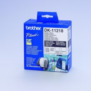 ORIGINALE Brother Etichette Nero su bianco DK-11218 etichetta rotonda, 24 mm bianco 1000 et./ruolo