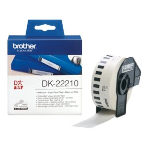 ORIGINALE Brother Etichette Nero su bianco DK-22210 etichetta a lunghezza continua, 29mm x 30,48m bianco