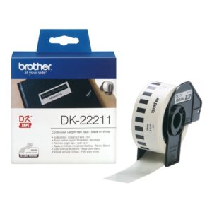 ORIGINALE Brother Etichette Nero su bianco DK-22211 etichetta a lunghezza continua, 29mm x 15,24 m bianco