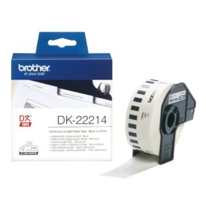 ORIGINALE Brother Etichette Nero su bianco DK-22214 etichetta a lunghezza continua, 12 mm bianco 30,48 m