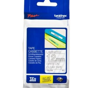 ORIGINALE Brother Nastro Bianco su trasparente TZe-135 TZ-135 12 mm x 8 m, laminato