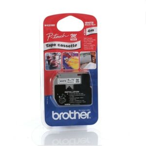 ORIGINALE Brother Nastro Nero su bianco M-K221SBZ M-K221S 9 mm x 4 m, non laminato