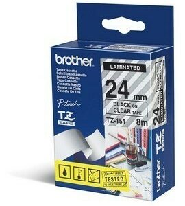 ORIGINALE Brother Nastro Nero su trasparente TZe-151 TZ-151 24 mm x 8 m, laminato