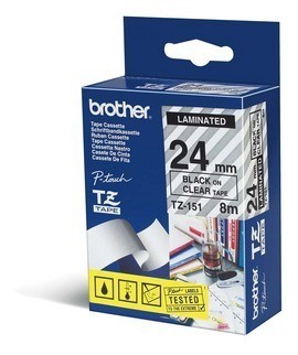 ORIGINALE Brother Nastro Nero su trasparente TZe-151 TZ-151 24 mm x 8 m, laminato