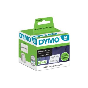 ORIGINALE DYMO Etichette Bianco S0722430 99014 Etichette in carta per spedizioni, 101x54mm, bianco, 1x220 pezzi.