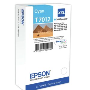 ORIGINALE Epson Cartuccia d'inchiostro ciano C13T70124010 T7012 XXL 3400 pagine XXL