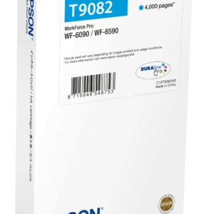 ORIGINALE Epson Cartuccia d'inchiostro ciano C13T908240 T9082 XL 4000 pagine 39ml XL