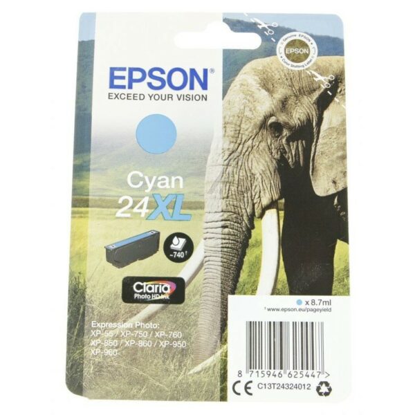 ORIGINALE Epson Cartuccia d'inchiostro ciano C13T24324012 24 XL 740 pagine 8,7ml XL