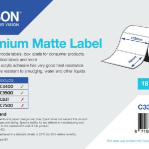 ORIGINALE Epson Etichette Bianco C33S045532 S045532 Premium Matte Label - Die-cut Roll: 102mm x 76mm, 440 labels