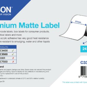 ORIGINALE Epson Etichette C33S045417 S045417 carta normale, opaco politenato, 51mm x 35m, VE=1