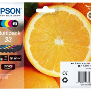 ORIGINALE Epson Multipack nero / ciano / magenta / giallo C13T33374010 33 5 cartucce d'inchiostro: T3331 + T3341 + T3342 + T3343 + T3344