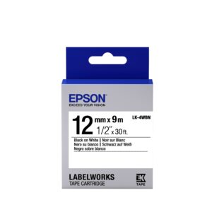 ORIGINALE Epson Nastro Nero su bianco LK-4WBN C53S654021 12 mm x 9 m