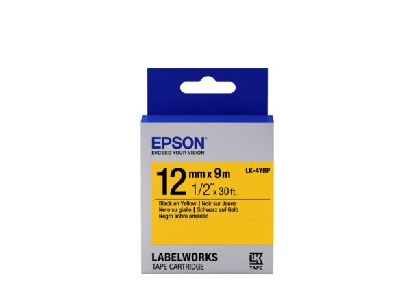 ORIGINALE Epson Nastro Nero su giallo LK-4YBP C53S654008