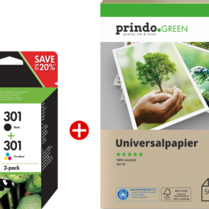 ORIGINALE HP Value Pack nero / ciano / magenta / giallo + Prindo Green carta reciclata 500 fogli 903