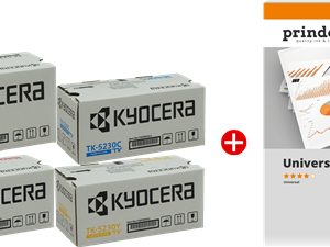 ORIGINALE Kyocera Value Pack nero / ciano / magenta / giallo TK-5230 MCVP 01 + Prindo Universal Papier 500 fogli