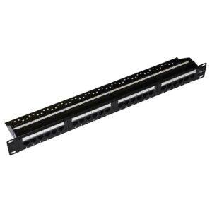 Pannello Patch 19" Non Schermato Utp 24 Porte 8 Poli Rj45 Per Reti Categoria 5E Nero