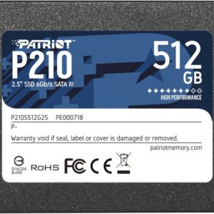 Patriot Ssd P210 512Gb Sata3 6Gb/S 2,5 520/430 Mb/S