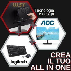 Pc Msi Cubi Cel 4G 128G W11P+Mon27 5205U H/Dp 4K Slot 2,5 Tast/Mou Log