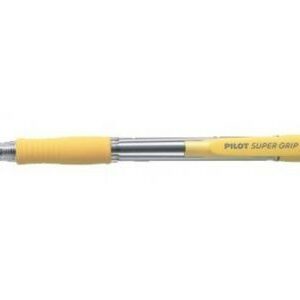 Penna a Sfera Pilot SuperGrip Retrattile - Punta Rotonda 1.0mm - Linea 0.27mm - Inchiostro Olio - Impugnatura Ergonomica - Colore Giallo