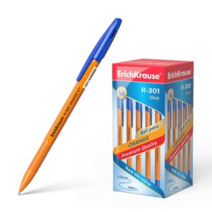 Penna a sfera Erichkrause R-301 Bastone arancione 0,7 - Corpo esagonale opaco - Punta 0,7 mm - Inchiostro ad asciugatura rapida - Colore blu