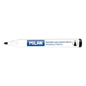 Pennarelli per Lavagna Milan con Punta Tonda - Punta da 4,7 mm - Inchiostro a Base di Alcool - Cancellabili a Secco - Colore Nero