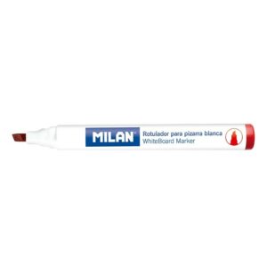 Pennarelli per lavagna bianca Milan con punta a scalpello - Punta 1 - 4 mm - Inchiostro a base di alcol - Cancellabili a secco - Colore rosso