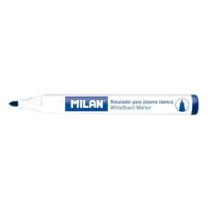 Pennarelli per lavagna bianca Milan con punta tonda - Punta da 4,7 mm - Inchiostro a base di alcool - Cancellabile a secco - Colore blu