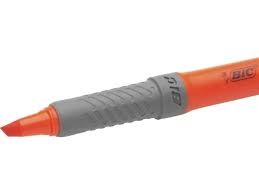 Pennarello Fluorescente Bic Highlighter Grip - Punta Smussata - Tratto tra 1,60 e 3,30 mm - Grip Testurizzato - Colore Arancione