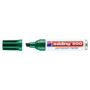 Pennarello indelebile Edding 500 - Punta a scalpello - Linea tra 2 e 7 mm. - Ricaricabile - Asciugatura Istantanea - Colore Verde