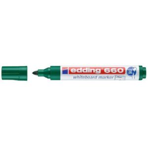 Pennarello per lavagna bianca Edding 660 - Punta tonda - Linea tra 1,5 e 3 mm. - Inchiostro pigmentato - Ricaricabile - Cancellabile a secco - Colore verde