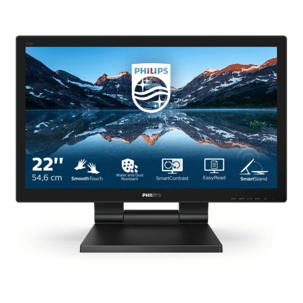 Philips Monitor Touch 21,5 Tn 16:9 1Ms 250 Cd/M Vga/Dvi/Dp/Hdmi Multimediale Touch 10 Tocchi Ip54 Base Ripiegabile