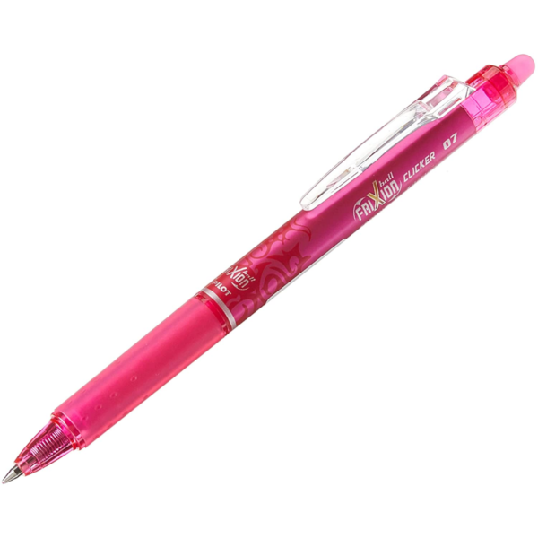 Pilot Frixion Clicker Penna gel cancellabile retrattile - Penna a sfera rotonda da 0,7 mm - Linea da 0,4 mm - Impugnatura ergonomica - Colore rosa