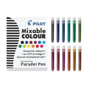 Pilot Parallel Pen Nero, Blu, Marrone, Verde, Verde chiaro, Blu marino, Arancione, Rosa, Viola, Rosso, Turchese, Giallo 12 pz