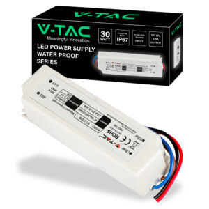 Plastic Power Supply 30W 12V 2.5A with 1 Output and Solder Cables White Color 150x40x30mm IP67