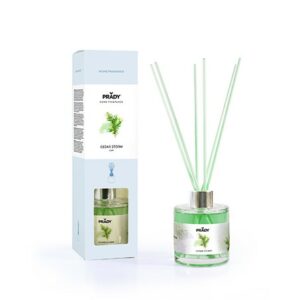 Prady Cedar Storm Premium Deodorante per ambienti - Flacone in vetro da 130 ml e bacchette diffusore