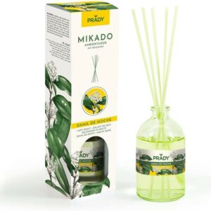 Prady Mikado Dama de Noche Deodorante per ambienti - Bottiglia di vetro da 100 ml e bacchette diffusore